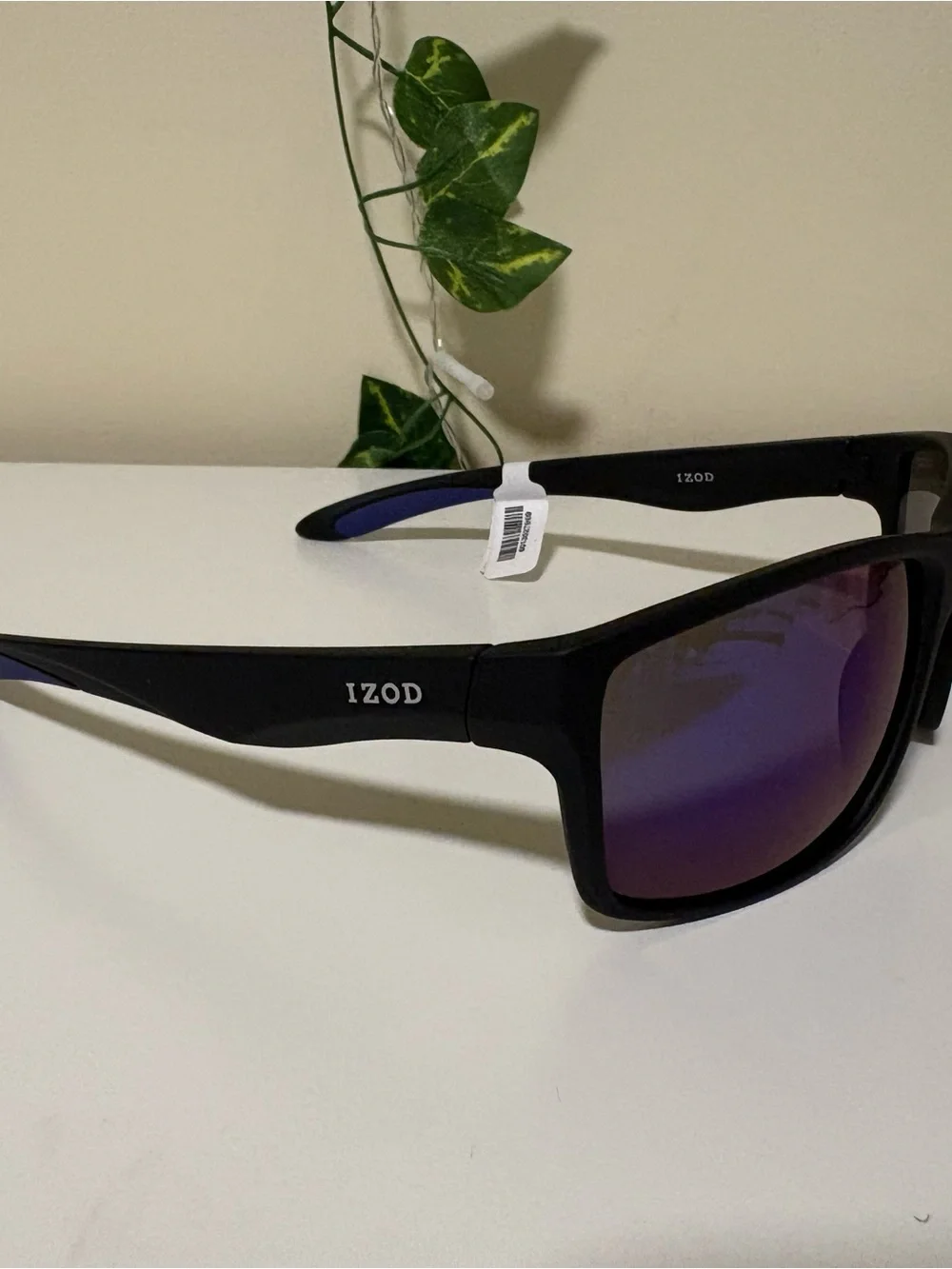 Izod Black Frame Sunglasses with Blue-Purple Mirrored Lenses
